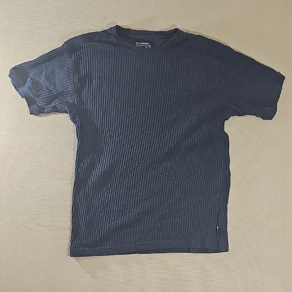 Ferruche Classic Navy Ribbed Short Sleeve Tee XXL MENS